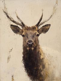 Portrait d'un cerf élaphe sur Lauren Wilde