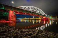 The John Frost Bridge in Arnhem in the evening.