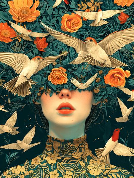 Birds and roses by ByNoukk