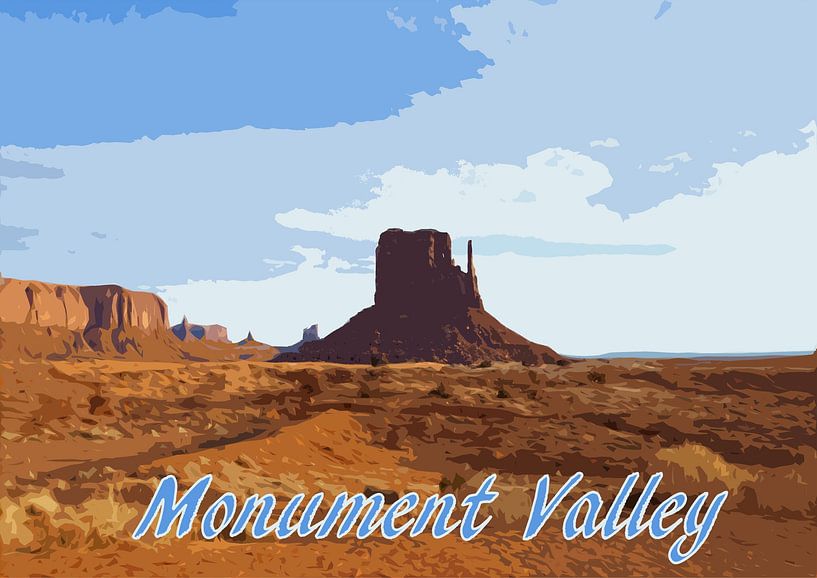 Vintage poster Monument Valley, Utah USA van Discover Dutch Nature