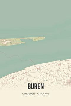 Alte Karte von Buren (Fryslan) von Rezona