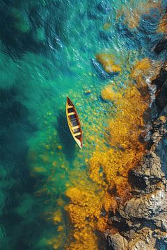 Aerial photography boat in the sea