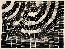 Japandi in Schwarz – Abstrakte Tuschekunst mit geometrischen Linien und Mustern