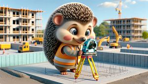 Igel-Vermesser bei der Arbeit mit Nivelliergerät
