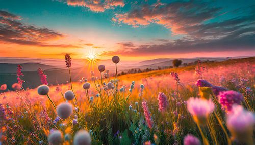 Pflanzen mit Sonnenuntergang