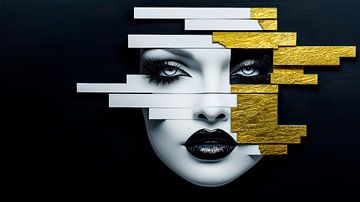 Fragmented illusion - golden deconstruction by Klaus Tesching - Art-AI