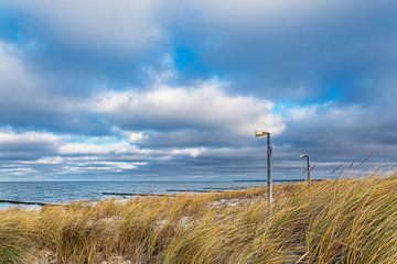 Dune and loudspeaker on the beach of the Baltic Sea on Fischland-Da