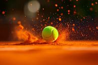 Tennis ball on red clay court by Poster Art Shop thumbnail