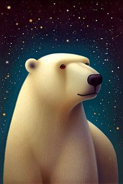 Colourful animal portrait: Polar bear by Christian Ovís