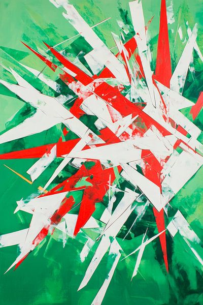 Abstrakte Farbexplosion in Rot und Weiß von Poster Art Shop