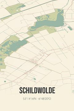 Alte Karte von Schildwolde (Groningen) von Rezona