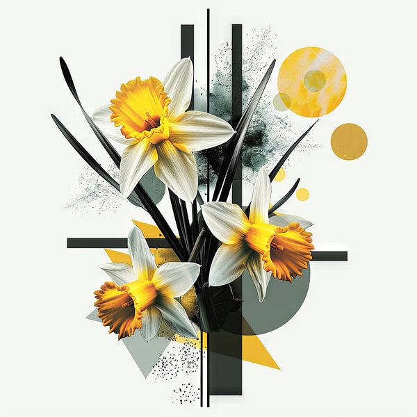 Narcissen - Helder narcissen-kunstwerk van Poster Art Shop