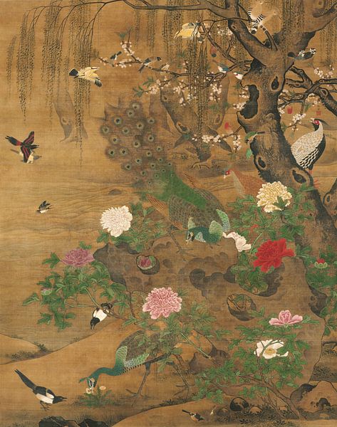 Vogels verzamelen zich onder de lentewilg, Yin Hong van Meesterlijcke Meesters