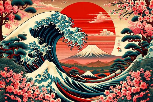 Klassieke schoonheid: golven en kersenbloesems