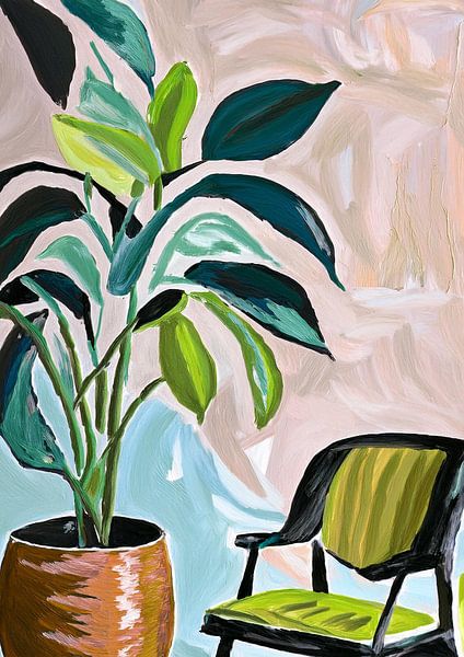 Stilleven plant met stoel van Lianne Louise