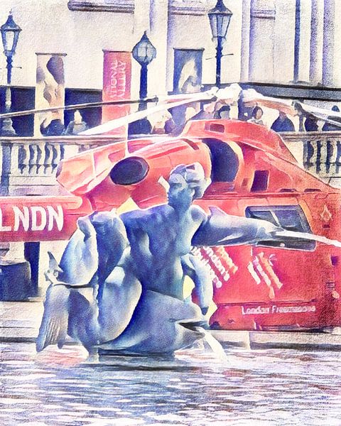 Helicopter in London by zam art