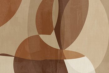 Abstracte minimalistische kunst in neutrale warme kleuren op linnen