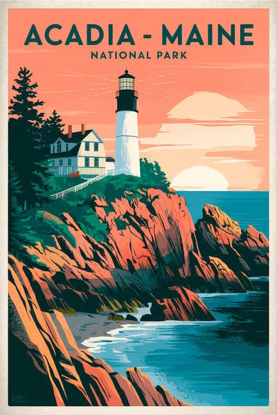 Acadia - Maine Vintage Travel Poster by Poster Art Shop