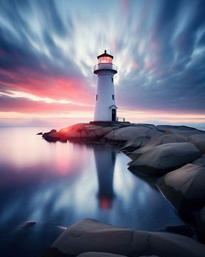 Phare au coucher du soleil sur fernlichtsicht