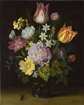 Bloemen in een glazen vaas, Ambrosius Bosschaert de Oude