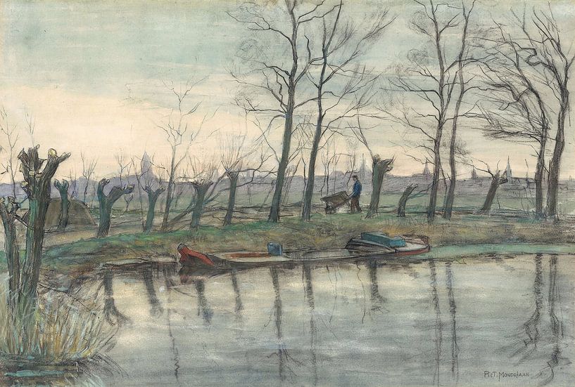 Amsterdam Skyline Viewed from the West, Piet Mondriaan - 1894–1904 by Het Archief
