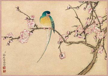 Vogel met pruimenbloesem, Zhang Ruoai, 18e eeuw van Atelier Liesjes
