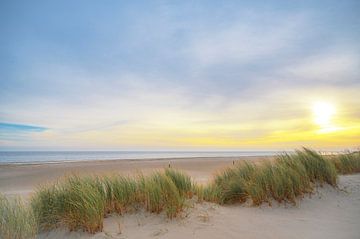 Lever de soleil dans les dunes de l'île de Texel dans la région de la mer des Wadden sur Sjoerd van der Wal Photographie
