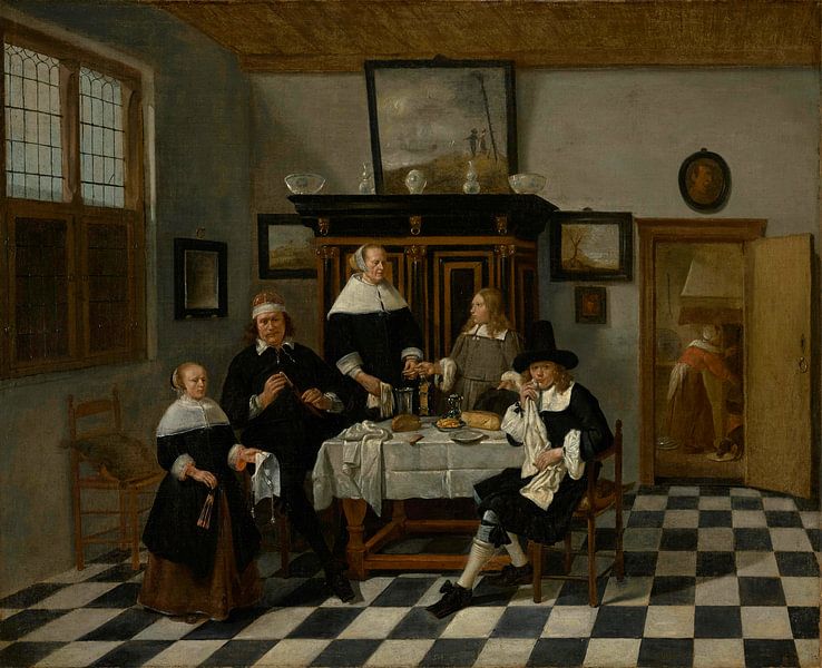 Familiengruppe in einem Interieur, Quiringh van Brekelenkam von Meisterhafte Meister