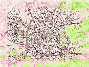Kaart van Aix-en-Provence in de stijl 'Soothing Spring' van Maporia