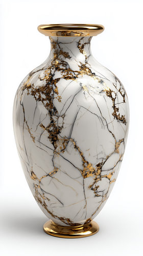 Luxe vaas marmer goud-wit