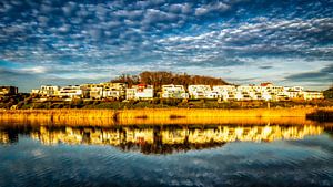 Panorama Spiegelung Wohnhäuser im Phönixsee in Dortmund