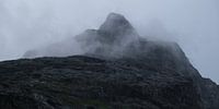 Bergen in Noorwegen met laaghangende bewiolking