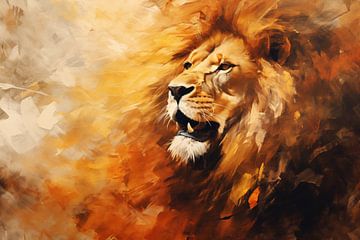 Abstract artistic background with a lion, in oil paint design by Animaflora PicsStock