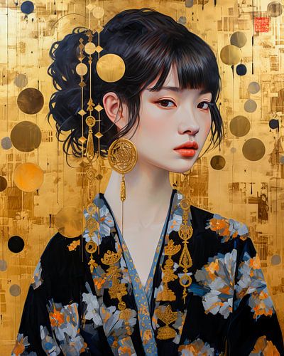 Geisha aux accents dorés
