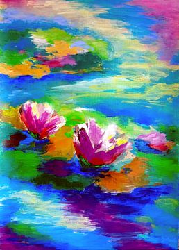 De Vrouw / Lotus bloemen abstract van Jolanda Bakker