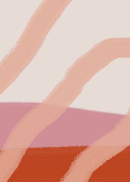 Abstracte vormen en lijnen in pasteltinten. Terra, roze en zalm. van Dina Dankers
