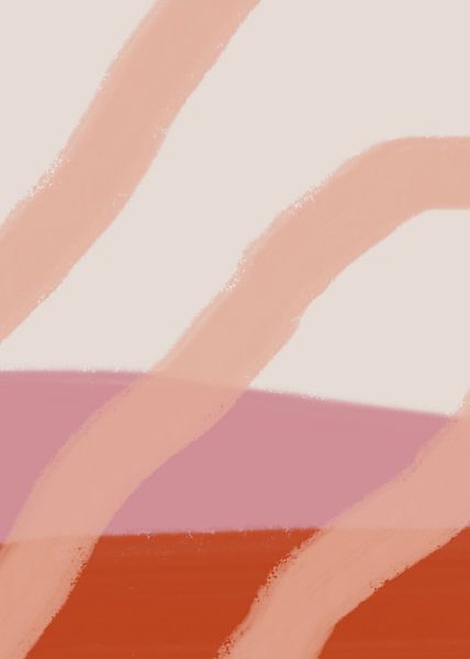 Abstrakte Formen und Linien in Pastellfarben. Terra, Rosa und Lachs. von Dina Dankers