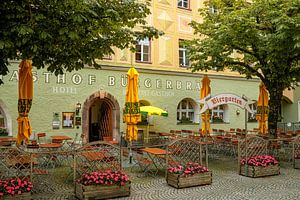 Im Biergarten im Zentrum von Bad Reichenhall