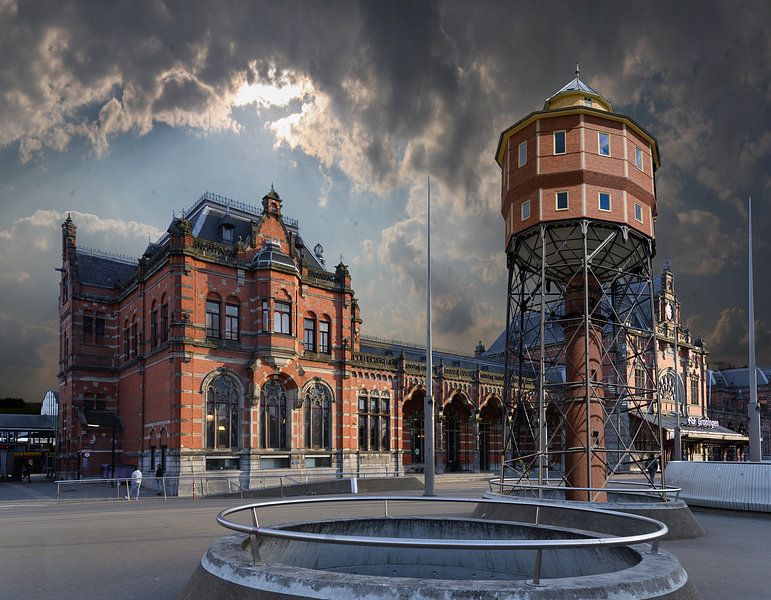 Groningen . Station and Water Tower, The Upstairs Room by Aad Trompert