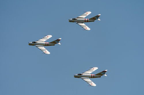 Formatie van drie Mikoyan-Gurevich Mig-17F Fresco's.