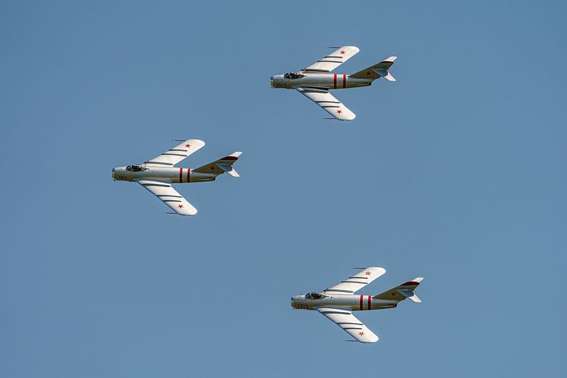 Formation of three Mikoyan-Gurevich Mig-17F Fresco's. by Jaap van den Berg