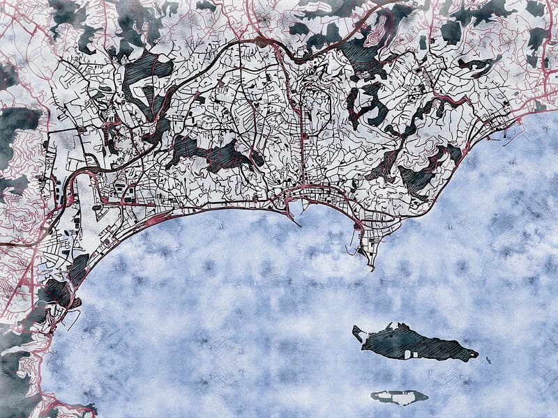 Kaart van Cannes in de stijl 'White Winter' van Maporia