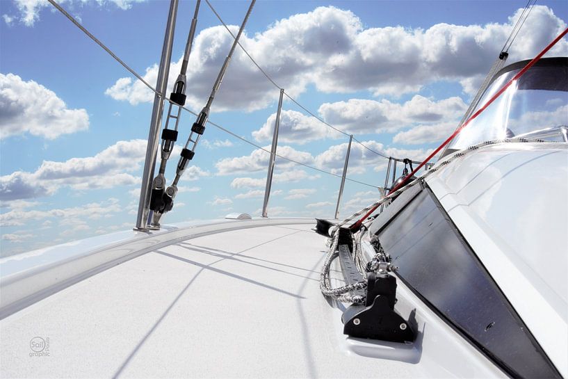 A gangway of a sailing yacht in clear weather. by Sailographic Paula