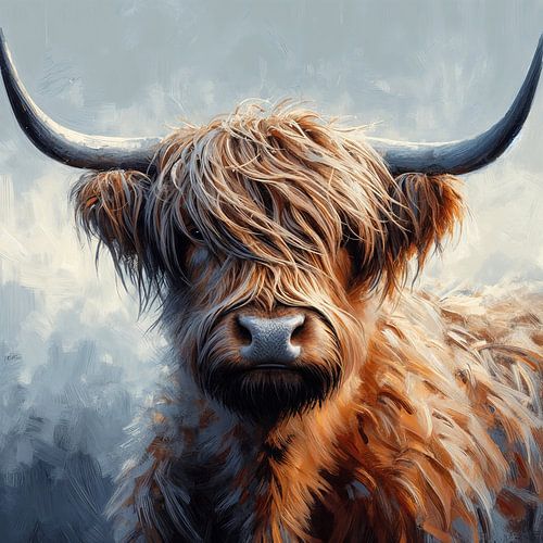 Abstract portrait of a Scottish Highlander watercolour painting