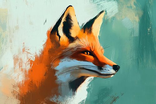 Tête de renard aux couleurs vives
