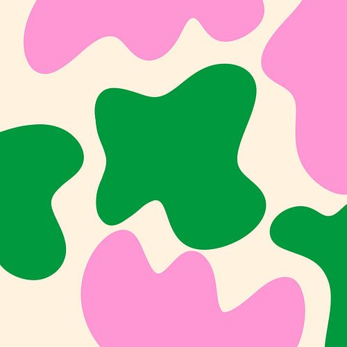 Abstracte moderne vormen roze, groen, crème