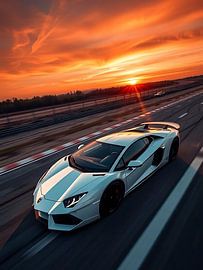 Lamborghini Aventador White Sunset 3