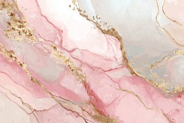 Abstrakter Marmor in Rosa und Gold mit einem Hauch von Glamour von Eva Lee