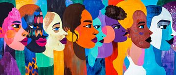 Diversiteit van gezichten - kleurexpressie van Poster Art Shop