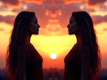 Double der Schönheit bei Sonnenaufgang